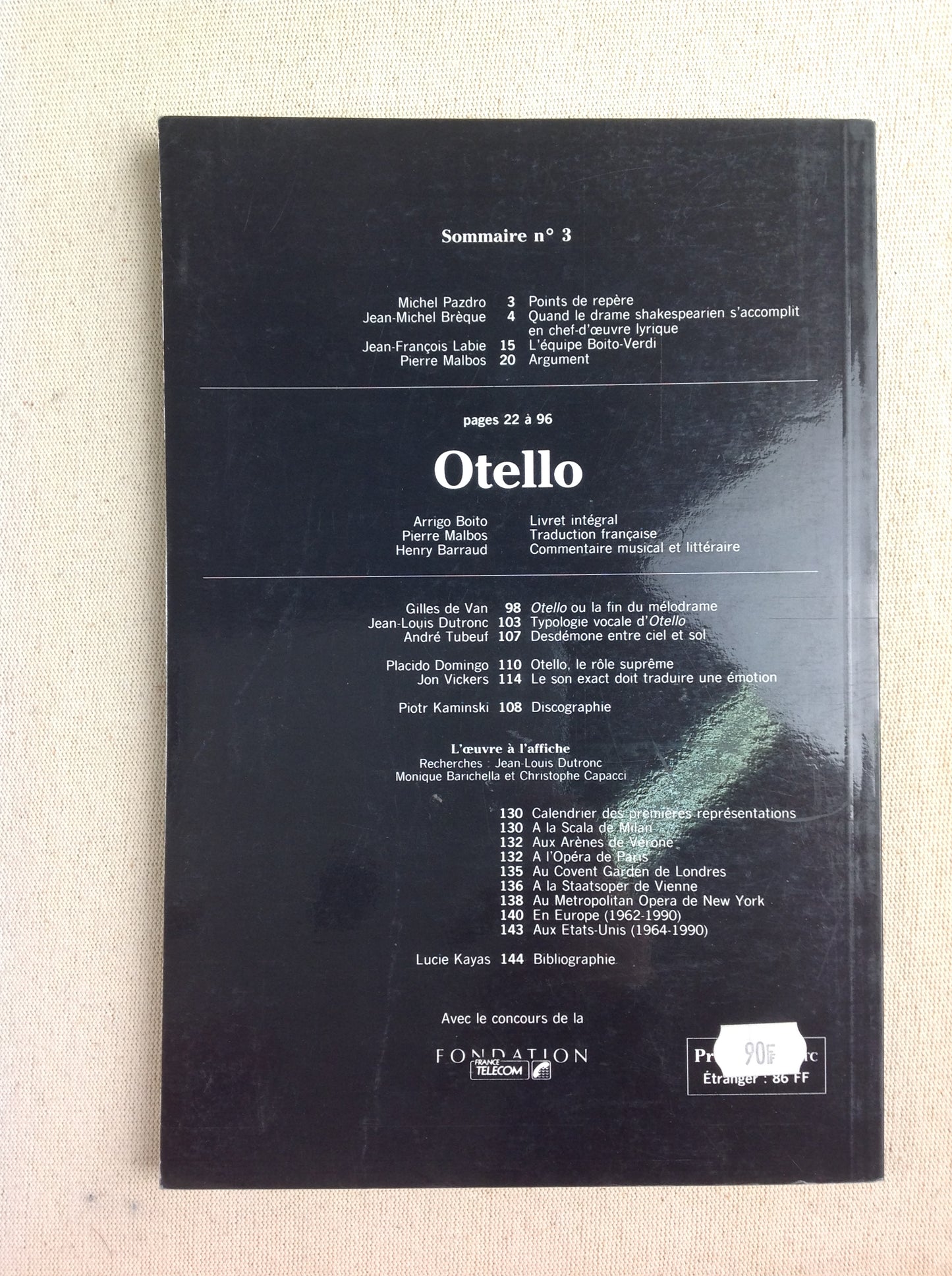 Otello de Giuseppe Verdi, revue Avant-Scène Opéra n°3