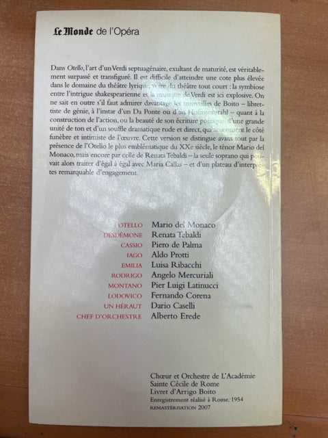 Verdi Otello Livret bilingue + 2 CD