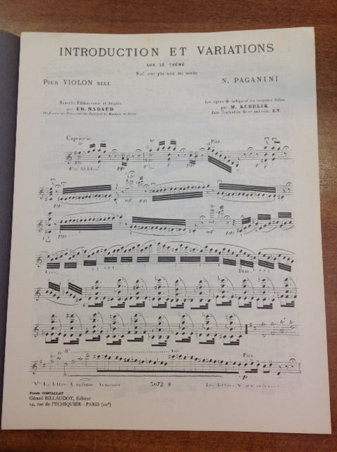 Niccolo Paganini Introduction et variations partition pour violon seul