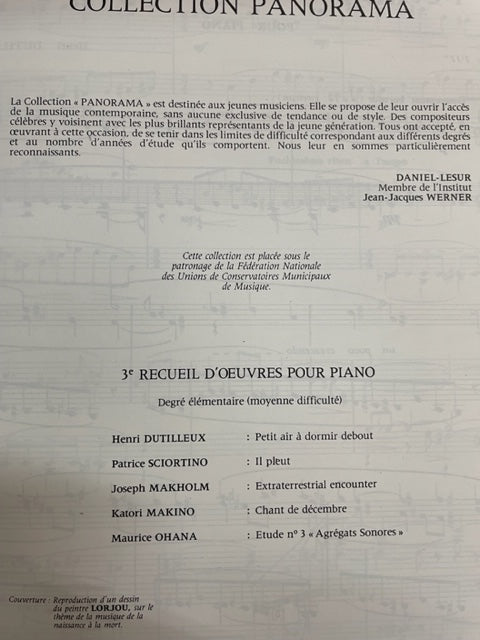 Panorama piano volume 3 Oeuvres contemporaines partition piano