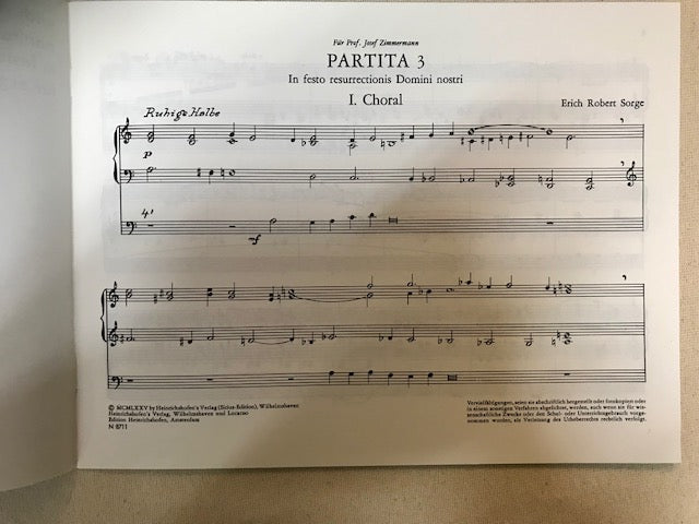 Erich Robert Sorge : Partita 3 In festo resurrectionis domini nostri fur orgel partition pour orgue