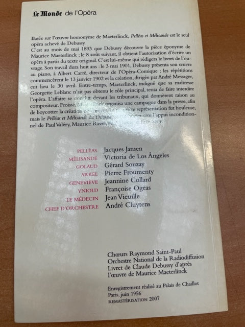 Claude Debussy Pelléas et Mélisande (livret + 2 CD)