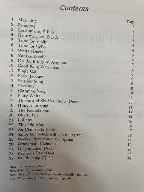 Waterman Piano playtime book 1  Very first solos and duets partition piano à 4 mains