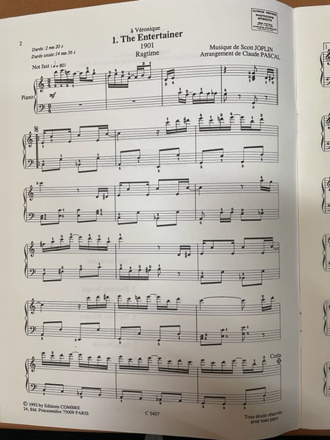 Claude Pascal Piano-Retro 8 pièces pour piano