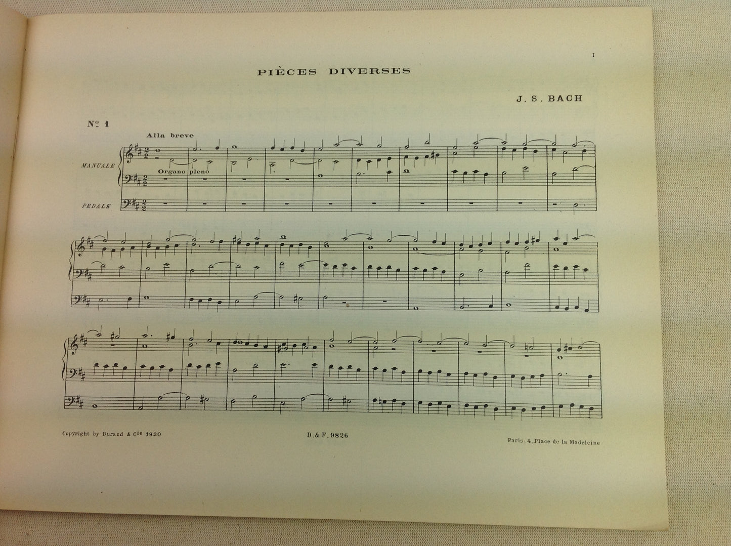 J.S. Bach Pièces diverses supplément 3e cahier révision G.Fauré partition pour orgue