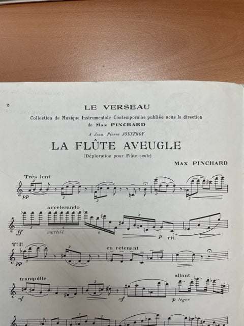 Max Pinchard La flûte aveugle déploration partition pour flûte seule