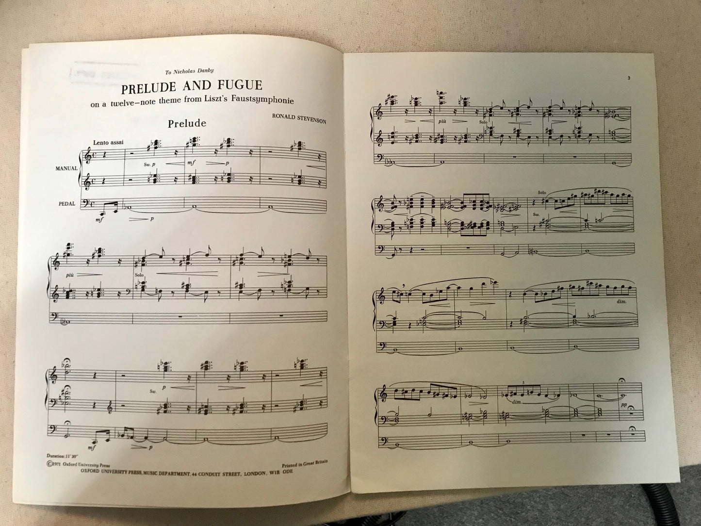 Ronald Stevenson Prelude and fugue on a theme by Liszt partition pour orgue