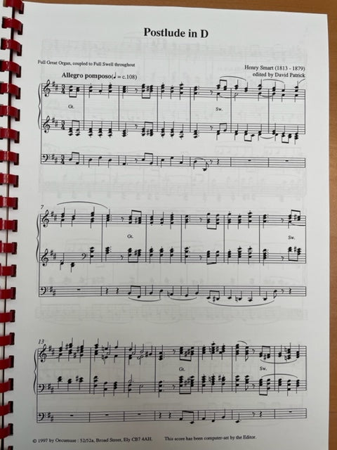 Partition d'Henry SMART : Postlude in D pour Orgue