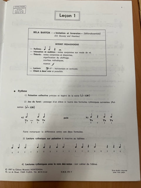 Quantin Françoise Pour la musique cahiers pédagogiques degré débutants cahier A