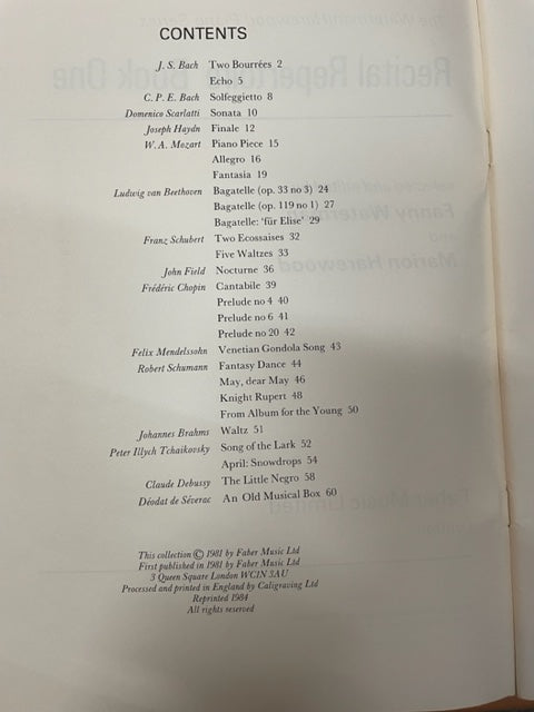 Waterman F. dir. Recital Repertoire for pianists volume 1 partition piano