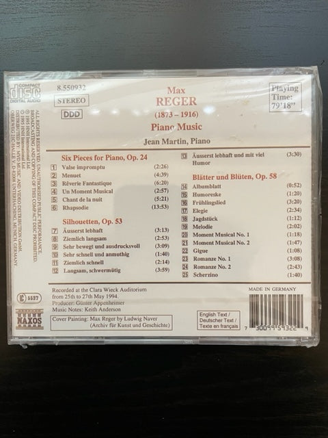 CD Max Reger Piano Music 6 pieces for piano opus 24, Silhouetten, Blätter und Blüten