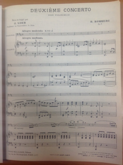 Bernhard Romberg 5e concerto en fa dièse mineur partition pour violoncelle et piano