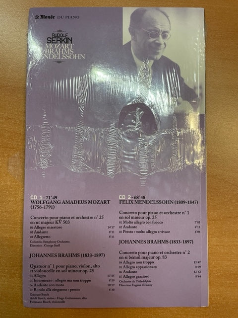 Rudolph Serkin Mozart, Brahms, Mendelssohn - livre + 2 CD