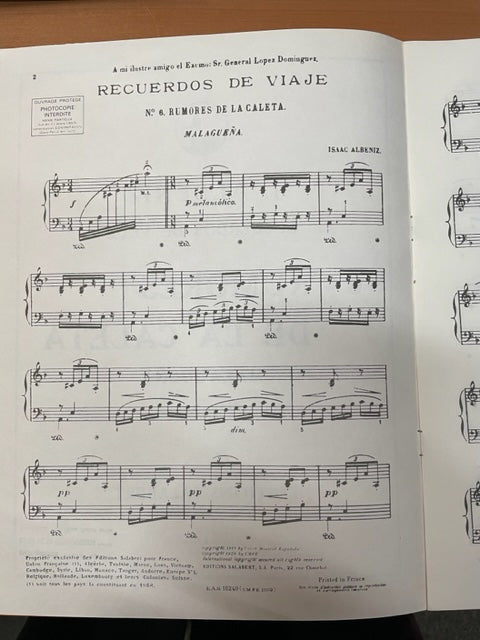 Albeniz Recuerdos de viaje n° 6: Rumores de la caleta partition piano