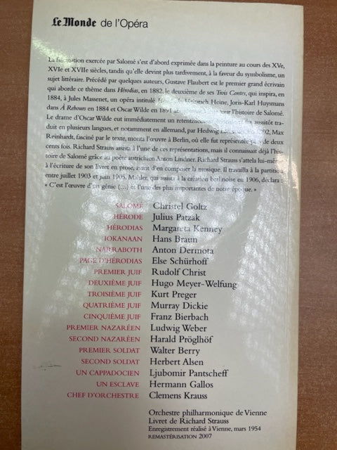 Richard Strauss Salomé Livret bilingue + 2CD