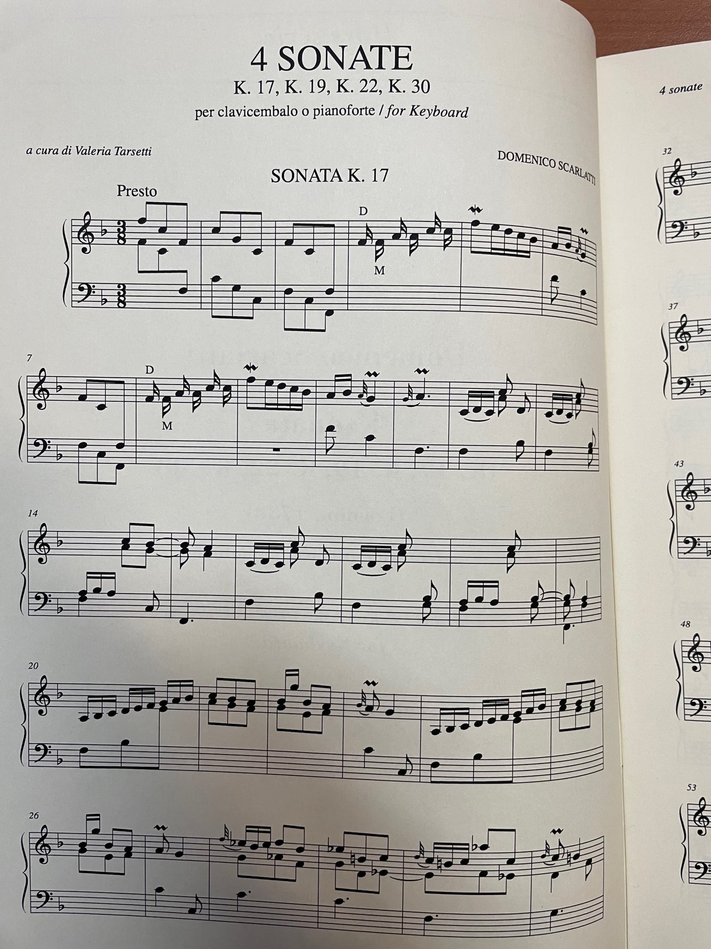 Scarlatti 4 sonates (K 17, K 19, K 22, K 30) partition piano