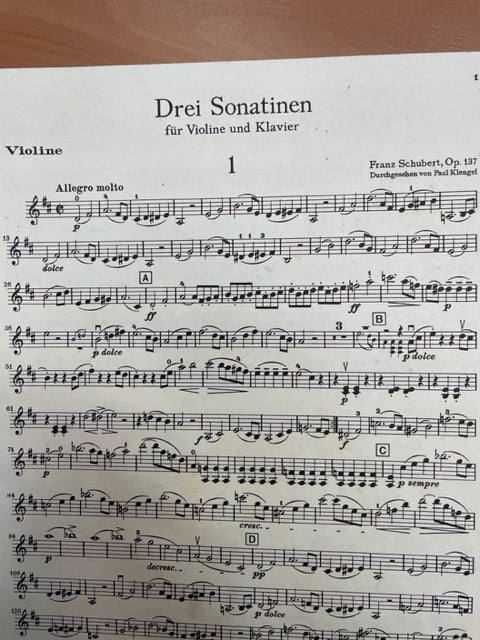 Schubert Sonatines pour violon et piano opus 137