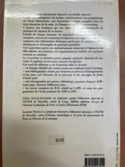 Se former à l'enseignement musical Approches didactique et pédagogique livre de Claire Gillie-Guilbert- 3000 partitions, livres et vinyles d'occasion en vente sur notre site internet gastonmusicclub.fr Gaston Music Store