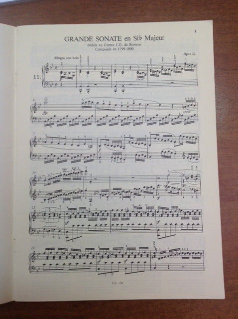 Beethoven Sonate n° 11 opus 22 partition piano