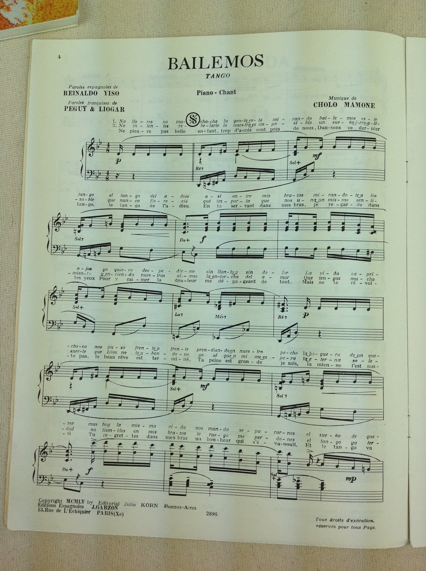 Tango Album n° 2 partition pour accordéon