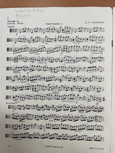 Telemann 12 Fantasias partition pour alto seul