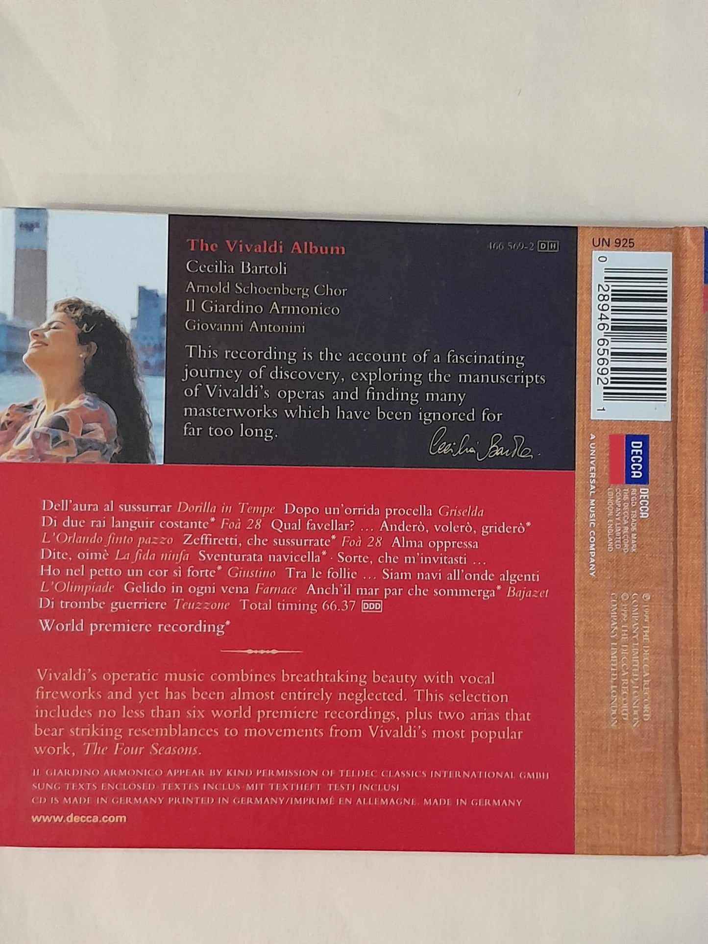 CD The Vivaldi Album Cecilia Bartoli, mezzo-soprano