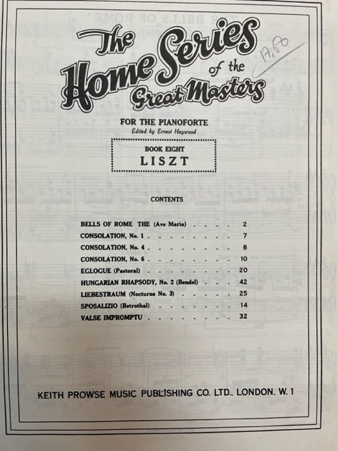 The home series of great masters volume 8 : Liszt partition piano