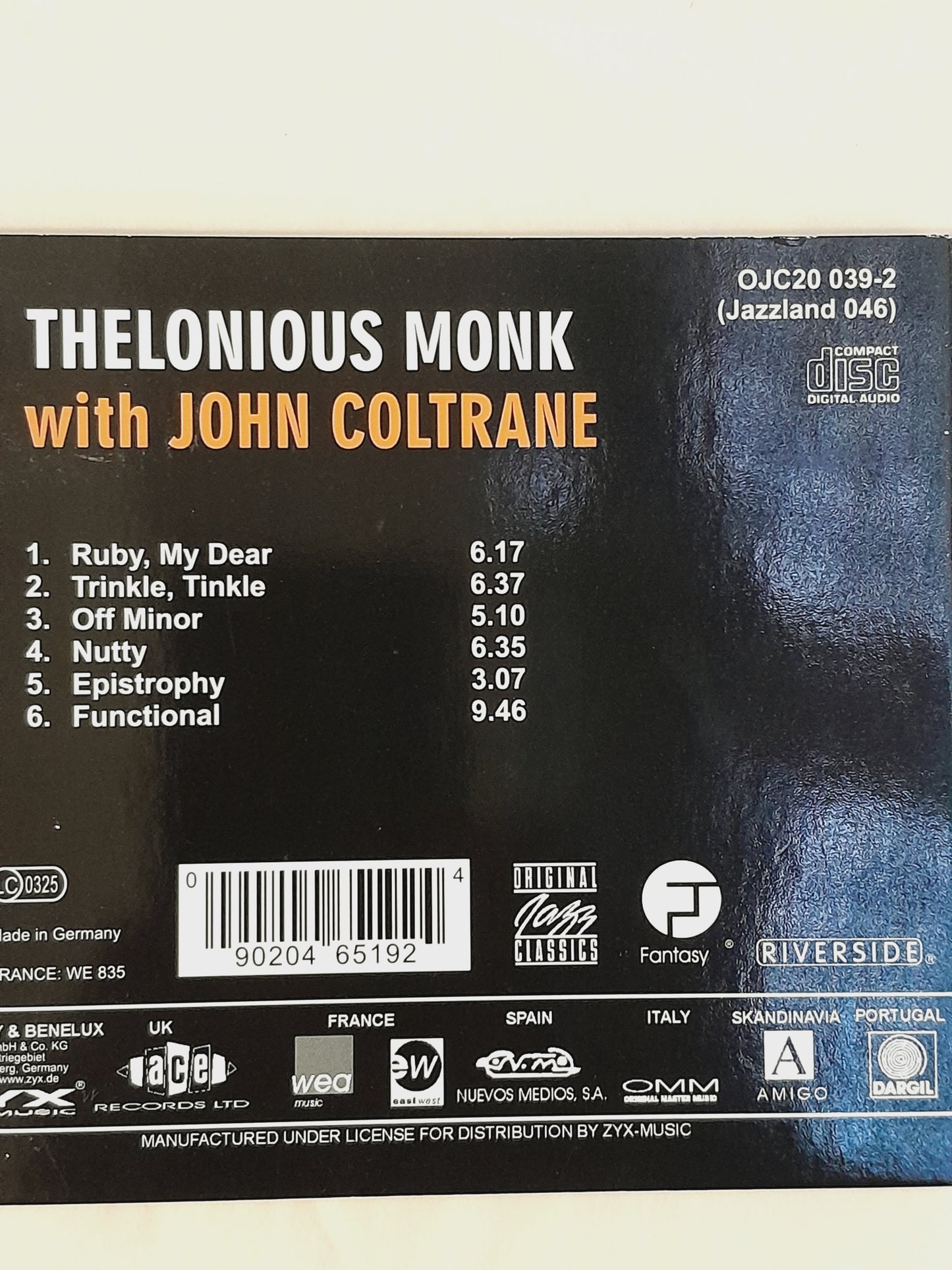 CD Thelonious Monk with John Coltrane Jazzland