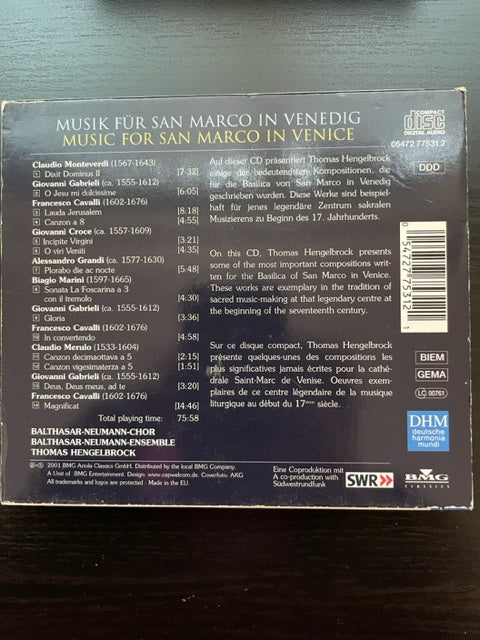 CD Musique pour Saint-Marc de Venise sous la direction de Thomas Hengelbrock