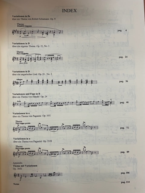 Johannes Brahms variationen partition piano