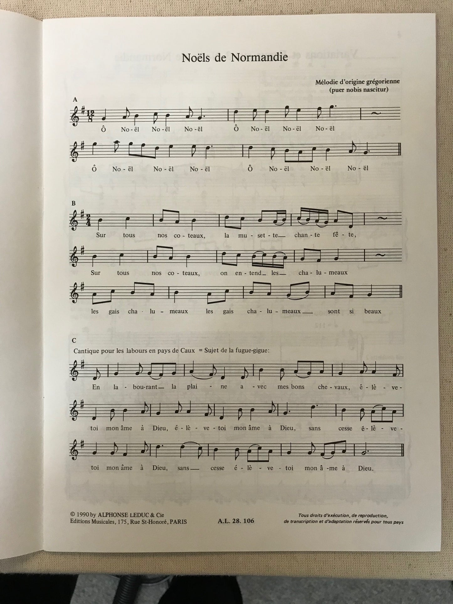 Odile Pierre Variations et fugue sur 3 Noëls de Normandie opus 1 partition pour orgue
