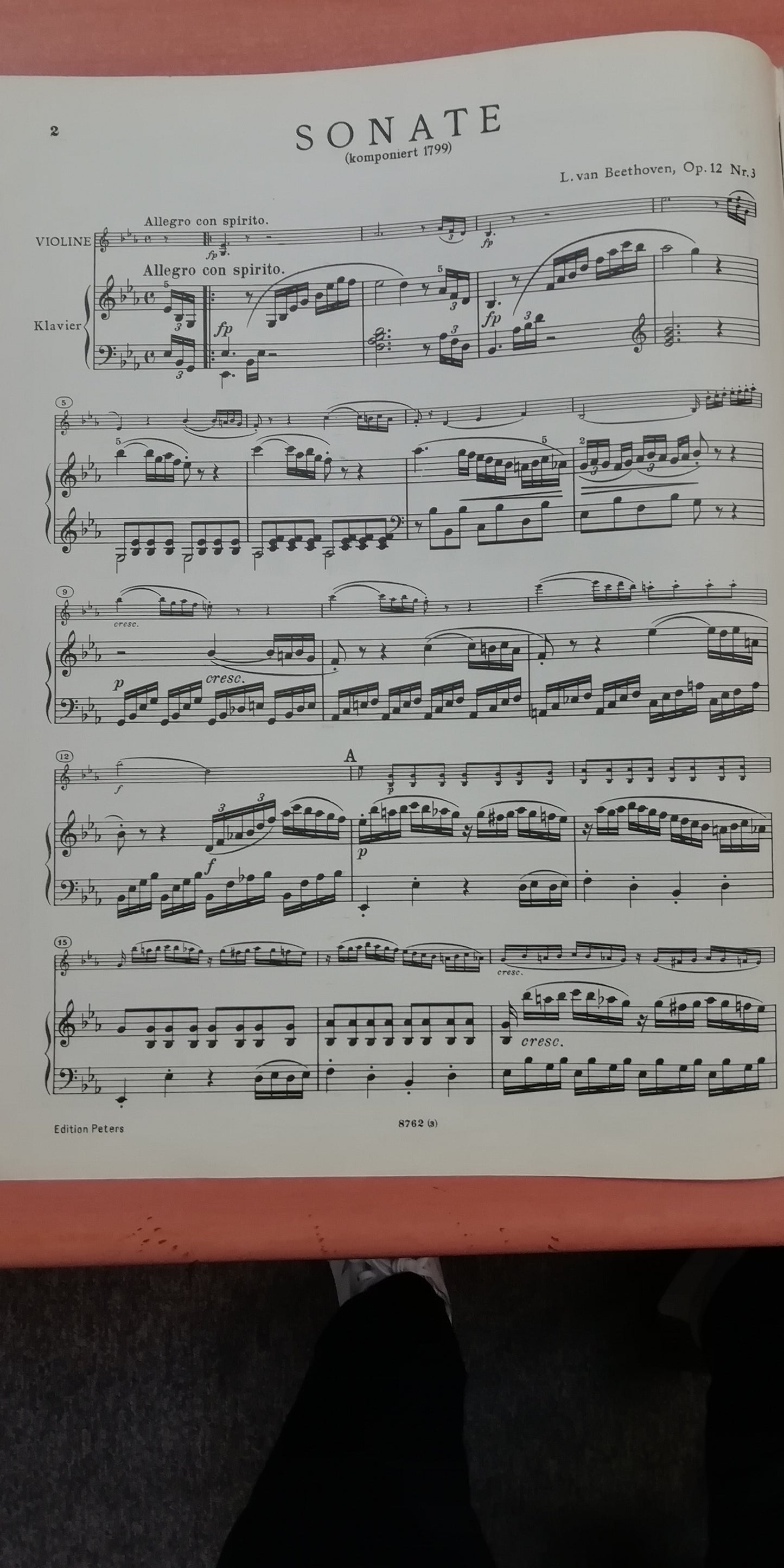 Beethoven Sonate violon et piano opus 12 n° 3 en mi b majeur