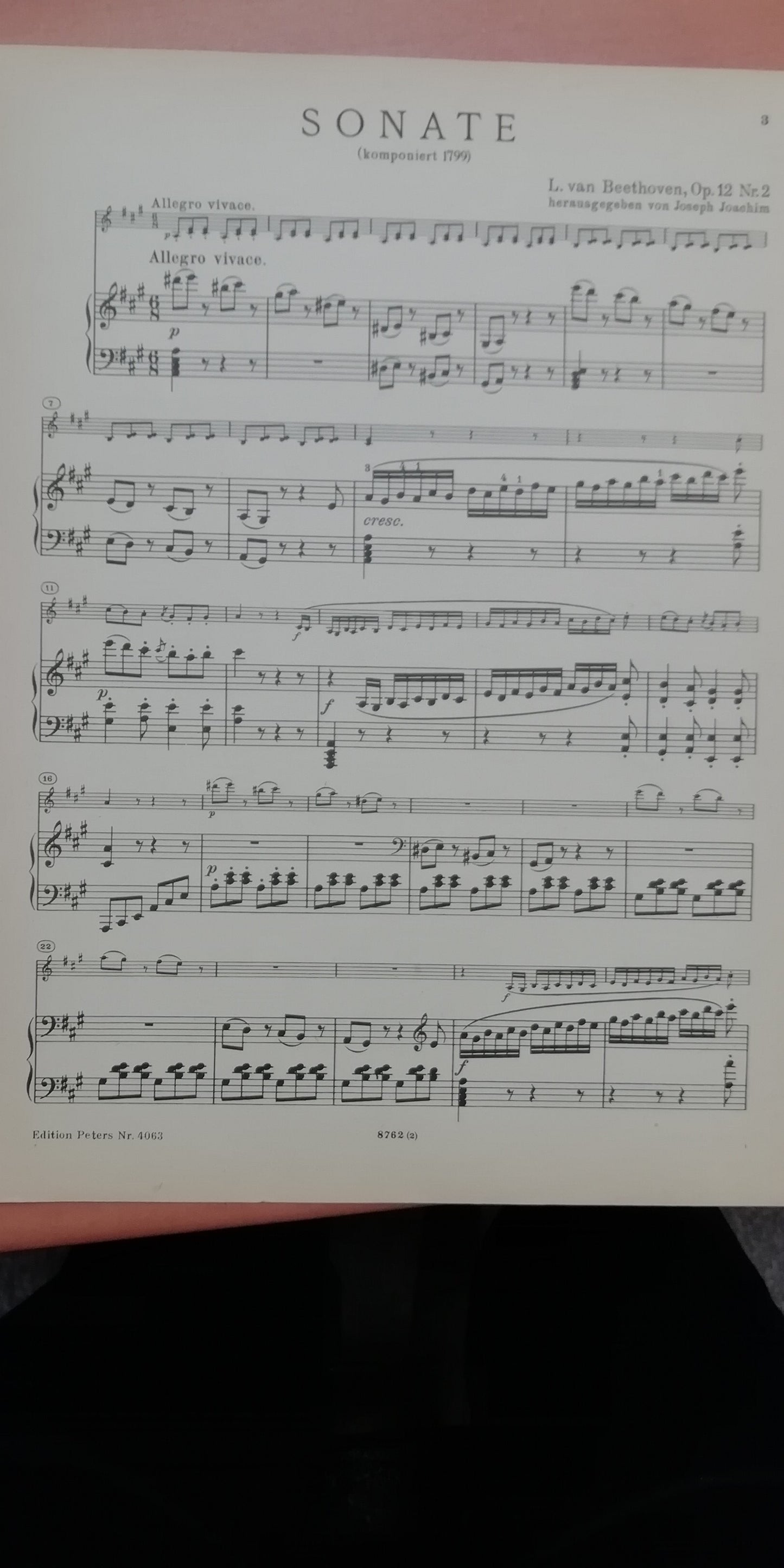 Beethoven Sonate op.12 n°2 en la majeur pour violon et piano