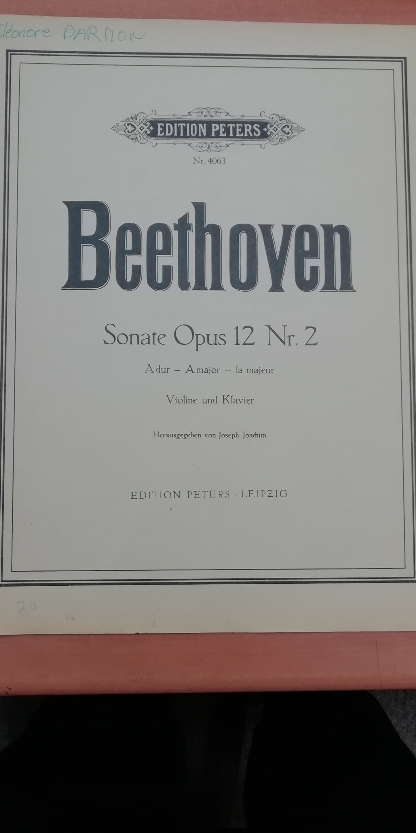 Beethoven Sonate op.12 n°2 en la majeur pour violon et piano