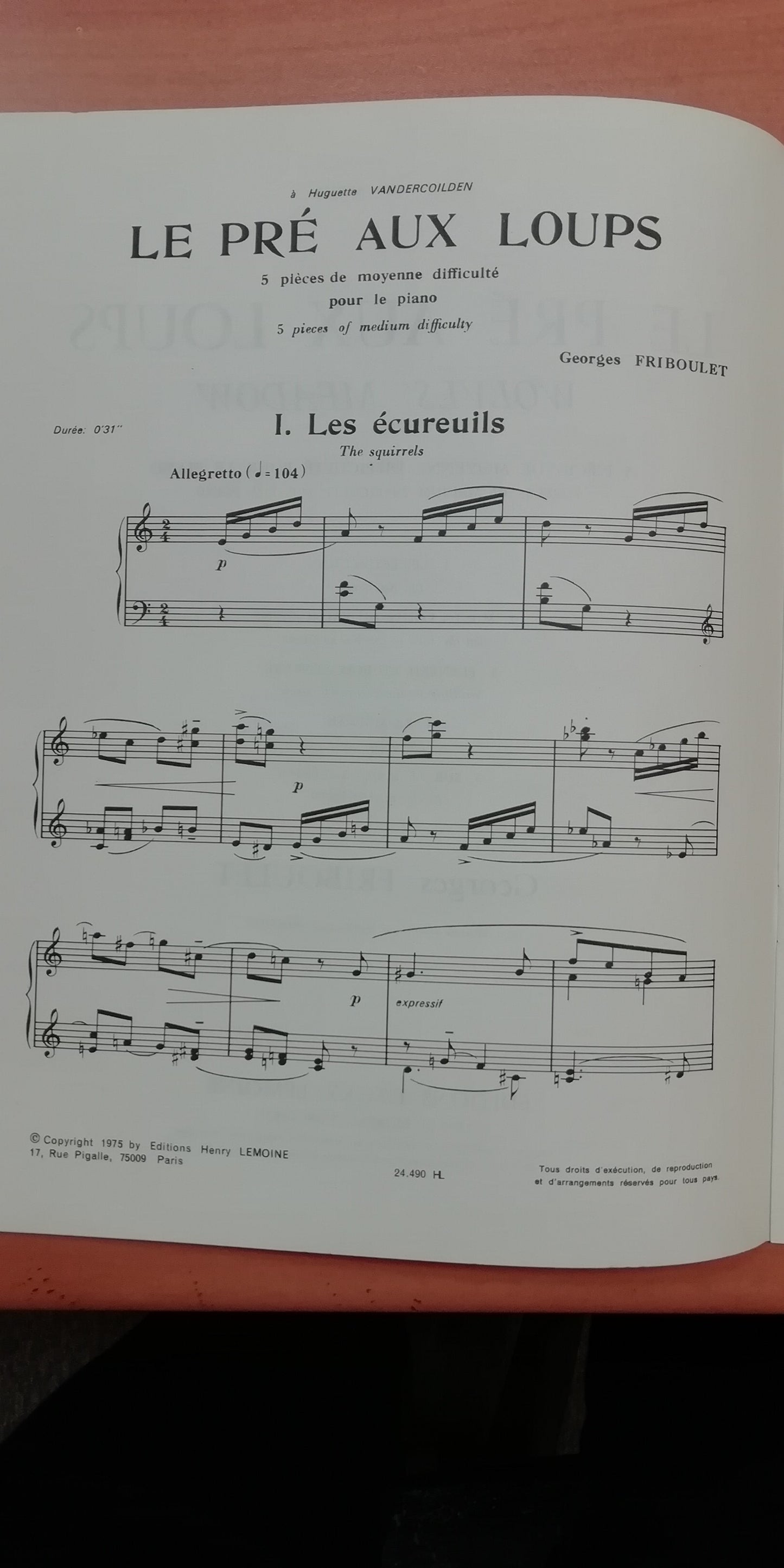 Georges Friboulet Le pré aux loups partition piano