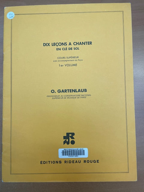 Odette Gartenlaub 10 leçons à chanter en clé de sol, cours supérieur 1er volume-3000 partitions, livres et vinyles d'occasion en vente sur notre site internet gastonmusicclub.fr Gaston Music Store