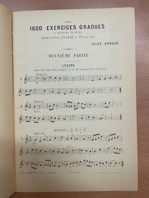 Jules Arnoud 1600 exercices gradués de lecture et de dictées musicales, 2e partie : 600 exercices