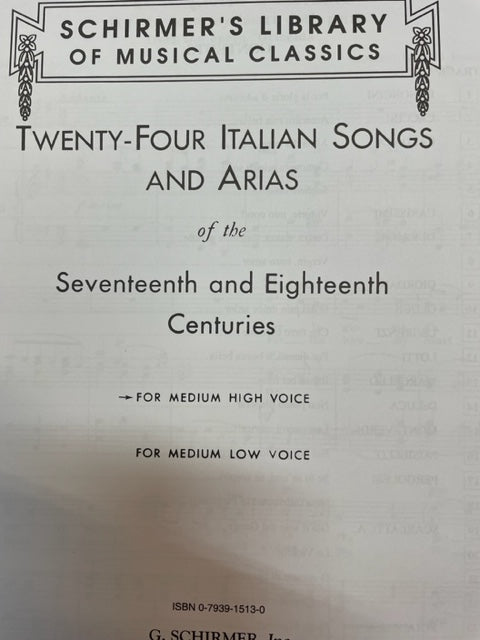 24 Italian Songs and Arias Voix haute et moyenne Sans CD