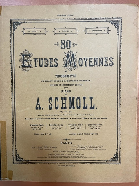 Schmoll 80 études moyennes et progressives pour piano opus 116-119