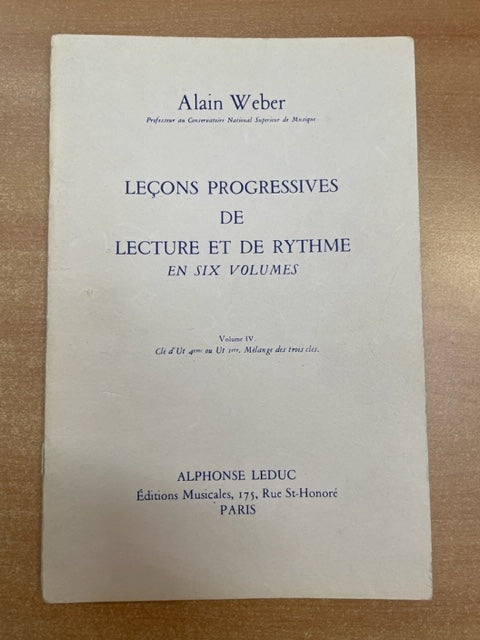 Alain Weber Leçons Progressives de Lecture et Rythme Volume 4- 3000 partitions, livres et vinyles d'occasion  en vente sur notre site internet gastonmusicclub.fr Gaston Music Store