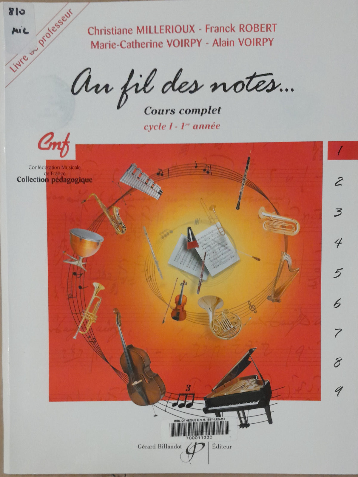 Alain Voirpy Au fil des notes cours complet cycle 1 - 1ere année LIVRE DU PROFESSEUR