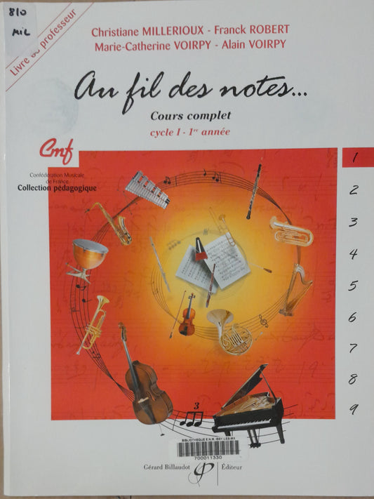 Alain Voirpy Au fil des notes cours complet cycle 1 - 1ere année LIVRE DU PROFESSEUR