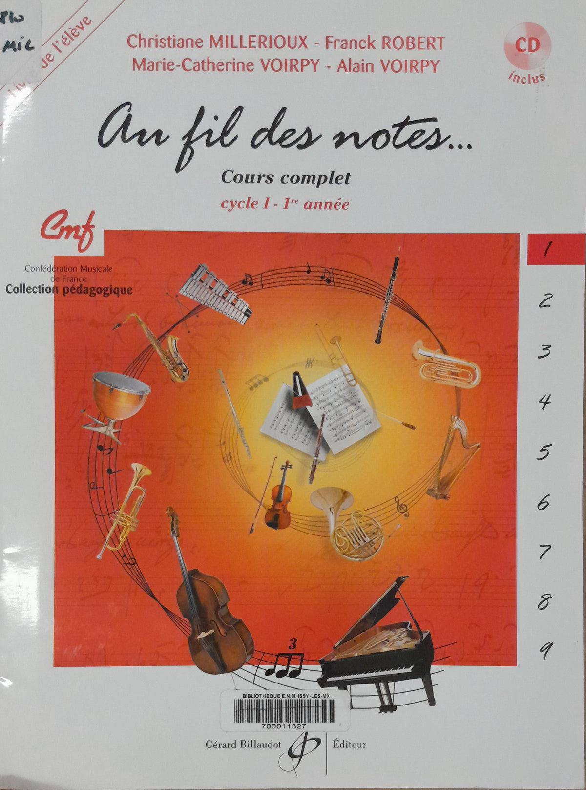 Alain Voirpy Au fil des notes cours complet cycle 1 - 1ere année Livre de l’élève + CD