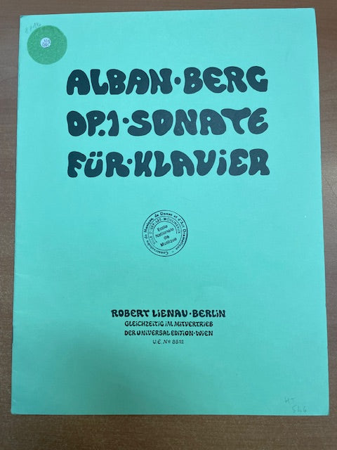 Alban Berg Sonate opus 1 pour piano-3000 partitions, livres et vinyles d'occasion en vente sur notre site internet gastonmusicclub.fr Gaston Music Store