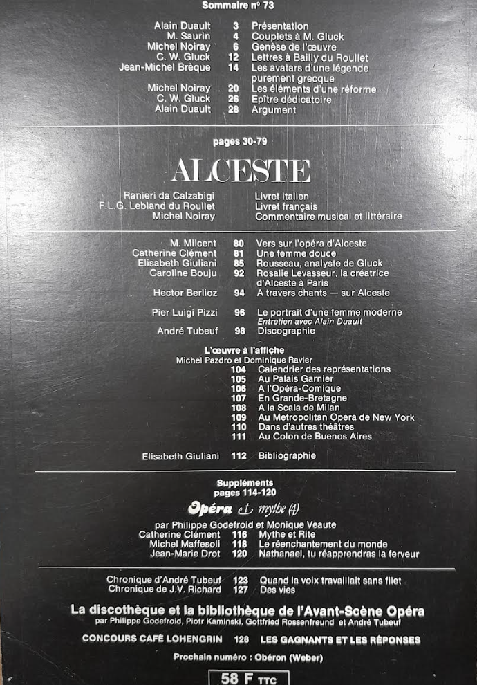 Gluck Alceste Revue "Avant-scène" opéra n° 73-3000 partitions, livres et vinyles d'occasion en vente sur notre site internet gastonmusicclub.fr Gaston Music Store