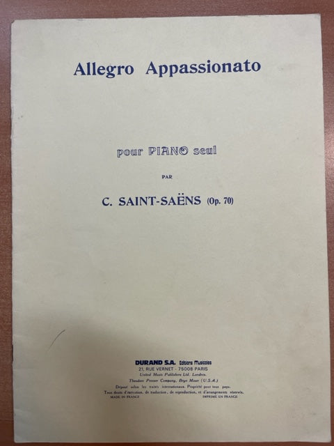 Camille Saint-Saëns Allegro Appassionato opus 70 partition piano - 3000 partitions, livres et vinyles d'occasion  en vente sur notre site internet gastonmusicclub.fr Gaston Music Store