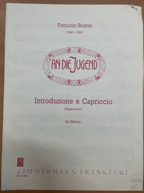 Ferrucio Busoni An die Jugend: Introduzione e Capriccio (Paganinesco) partition piano