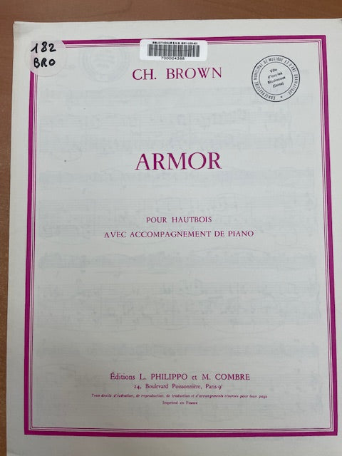 CH. Brown Armor pour hautbois et accompagnement piano-3000 partitions, livres et vinyles d'occasion en vente sur notre site internet gastonmusicclub.fr Gaston Music Store