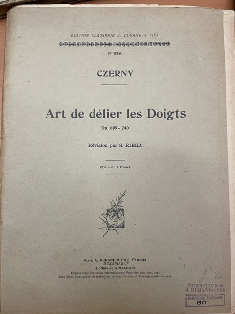 Carl Czerny Art de délier les doigts opus 699 - 740 partition piano-3000 partitions, livres et vinyles d'occasion en vente sur notre site internet gastonmusicclub.fr Gaston Music Store