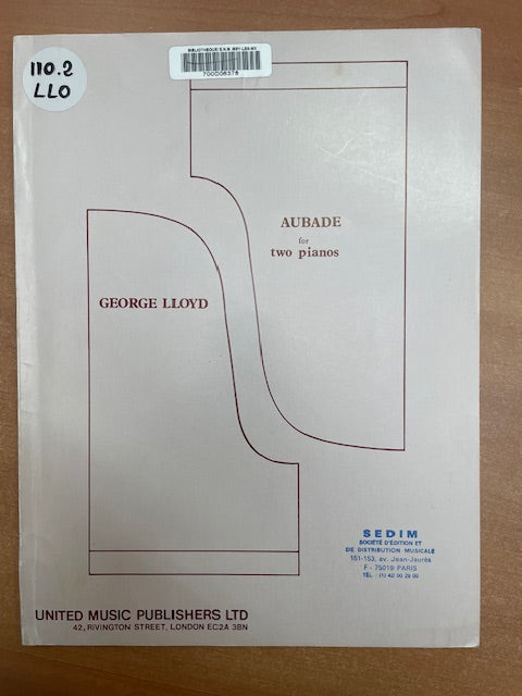 George Lloyd Aubade for 2 pianos-3000 partitions, livres et vinyles d'occasion en vente sur notre site internet gastonmusicclub.fr Gaston Music Store